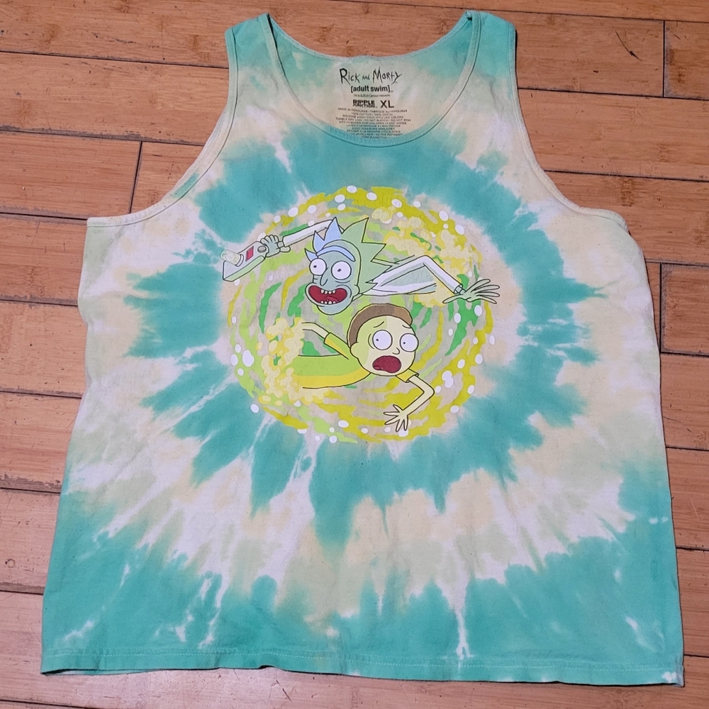 Rick and Morty Adult Swim Tie Dyed Sleeveless Tee Shirt